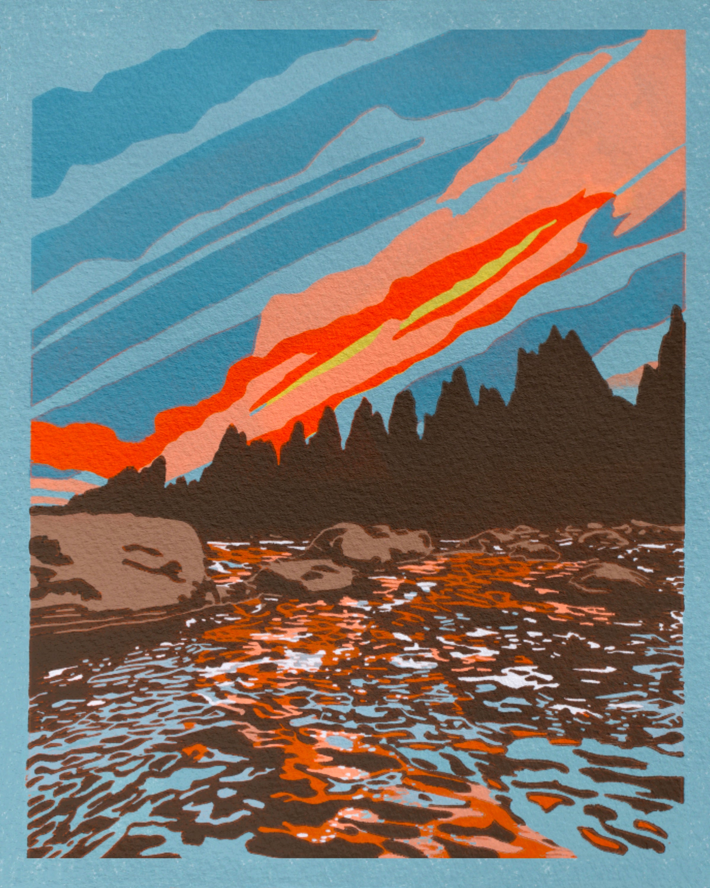 Sunset On The Deschutes - (Art Print)
